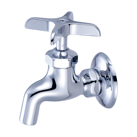 CENTRAL BRASS Single Handle Wallmount Faucet, NPT, Single Hole, Polished Chrome, Overall Height: 4.13" 0007-1/2